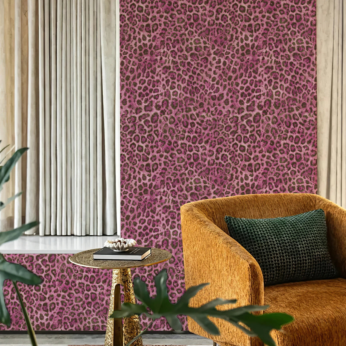 papier peint vinyle léopard rose moderne résistant l'eau sans moisissure salon chambre enfant