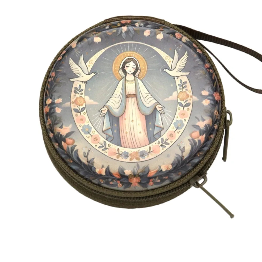 boîte rangement métal zipper illustrations religieuses saints coeurs sacrés multi usages opaques