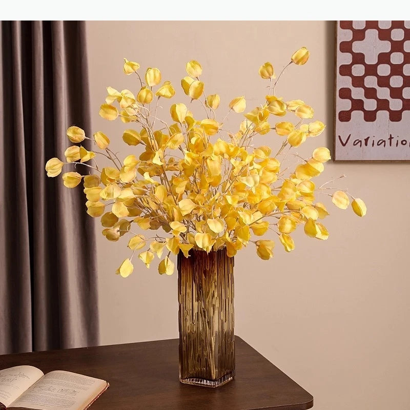 vase rectangulaire verre ambré motif texturé décoration moderne table opaque contemporain