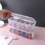 boîtes rangement transparentes compartiments accessoires cheveux organisation élastiques barrettes pinces