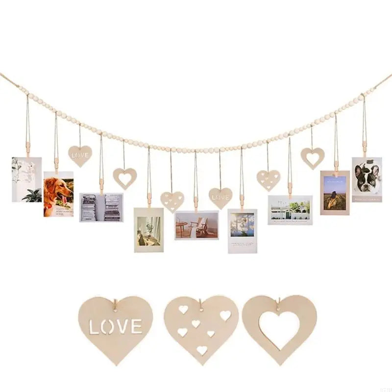 guirlande blanches clips bois cartes photo décorations murales rustiques adultes unisexes