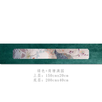 chinois moderne chemin table fleurs blanches vert bleu marine gris rose pâle polyester coton