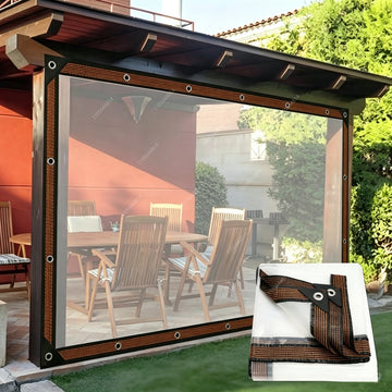 rideau protection extérieur transparent rayures noir blanc moderne coupe ventextérieur