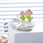 support savon moderne fleurs roses blanc vert salle bain antidérapant drainage accessoire décoration