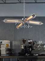 lampe suspendue industrielle vintage métal argent doré transparent salon restaurant