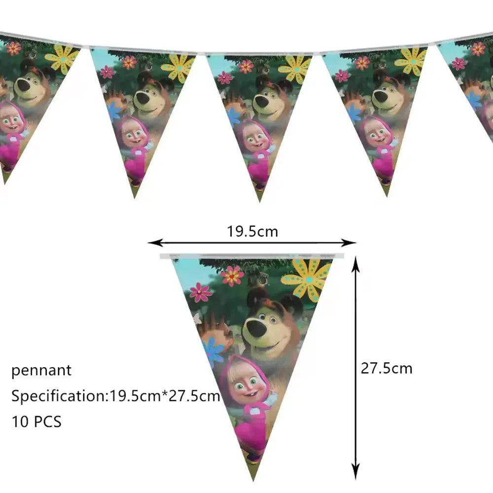 ensemble vaisselle jetable masha ours assiettes gobelets serviettes anniversaire enfant cartoon