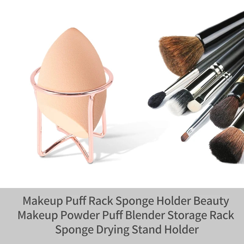 support puff maquillage rose doré minimaliste modernes pinceaux maquillage fleurs cerisiers fleurs base triangulaire