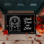 tapis porte imperméable antidérapant halloween seigneur anneaux motifs floraux classique noir blanc
