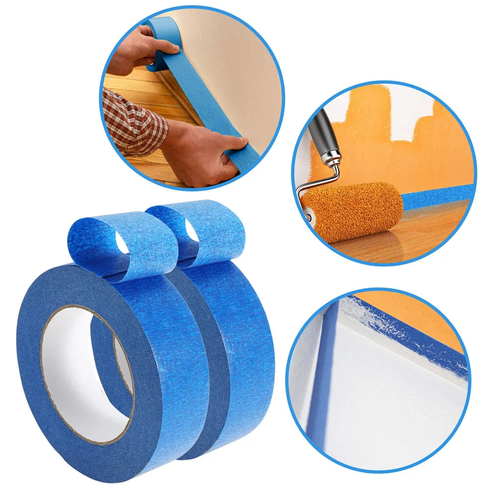 ruban peinture bleu rayures noires adhésif pratique peinture décoration bricolage 1.2cm 1.5cm 2cm 2.5cm