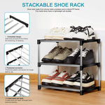 étagère chaussures empilable noir moderne rangement chaussures baskets bottes sacs pvc structure métallique panneaux