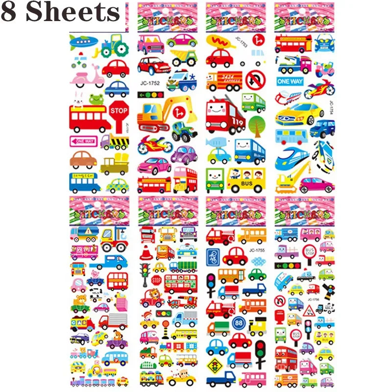 sticker 3d multicolore animaux fruits chiffres scrapbooking deco journal enfants cartoonaufs clips