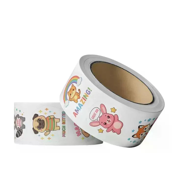 autocollants animaux dessin animé positifs phrases brillant bon travail heureux meilleure carte opaques adhésifs