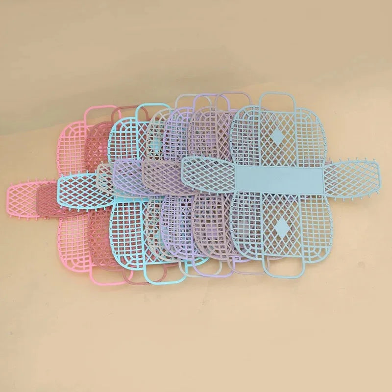 sac main maille vintage violet rose bleu clair beige pliable respectueux environnement