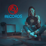 néons lumineux disque vinyle rouge bleu jaune blanc moderne rétro câble usb vis crochets