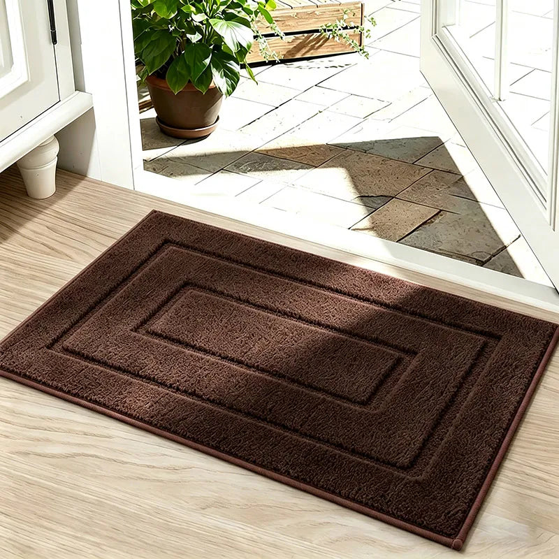 tapis bain antidérapant polyester durable moderne gris clair géométrique absorbant entrée salle bain