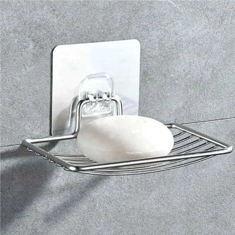 porte savon mural argenté moderne grille métallique adhésif salle bain drainage savon contemporain qualitéinox