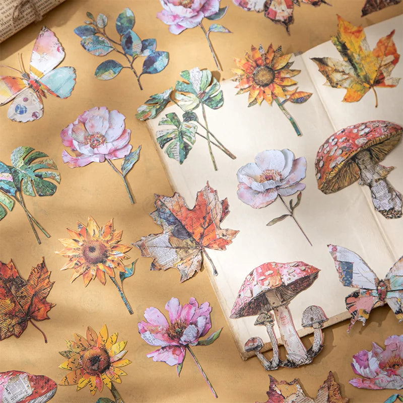 fleurs papier multicolores imprimées artisanales motifs floraux feuilles papillon 90x90mm 10pcs