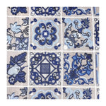 écharpe ethnique patchwork floral géométrique bleu gris blanc opaque traditionnelle française