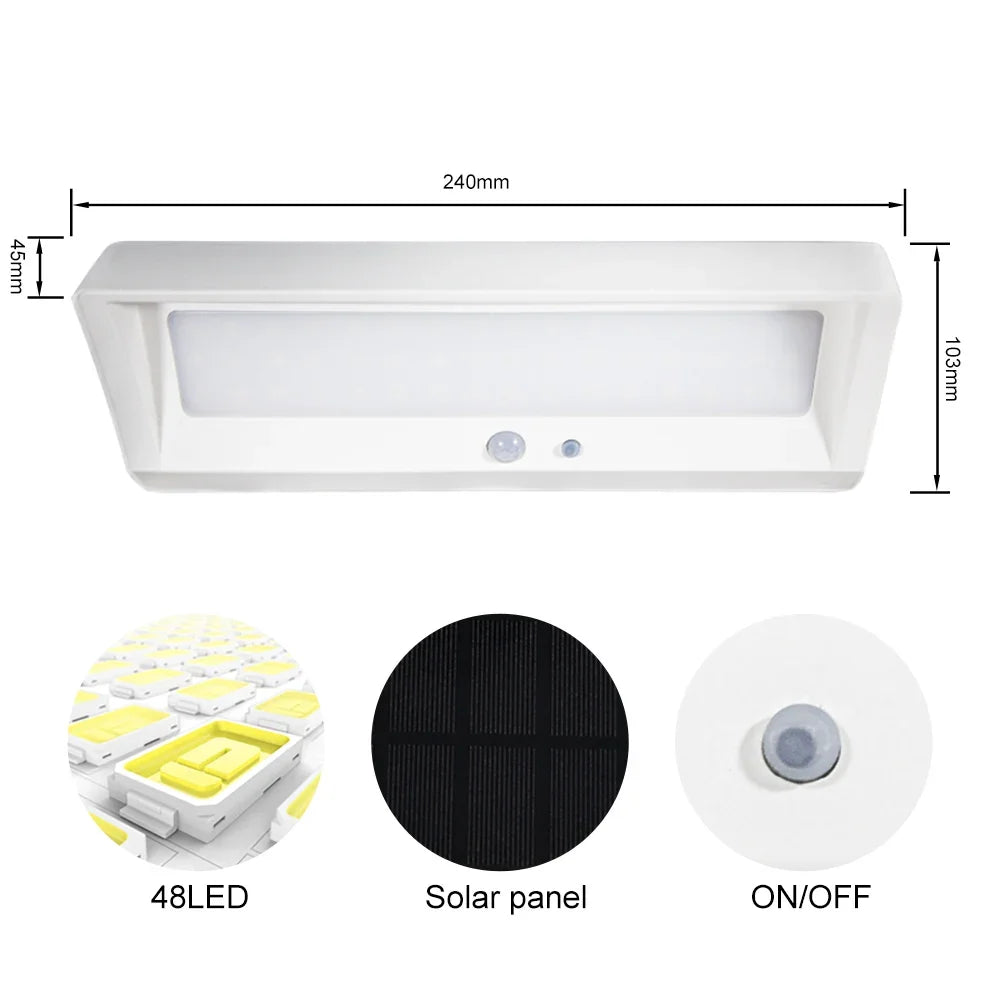 lampe solaire moderne blanc ip65 led rechargeable pIR sensor interrupteur adhésifextérieur