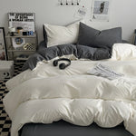 parure lit ensemble housse couette double deux taies d'oreiller coton moderne