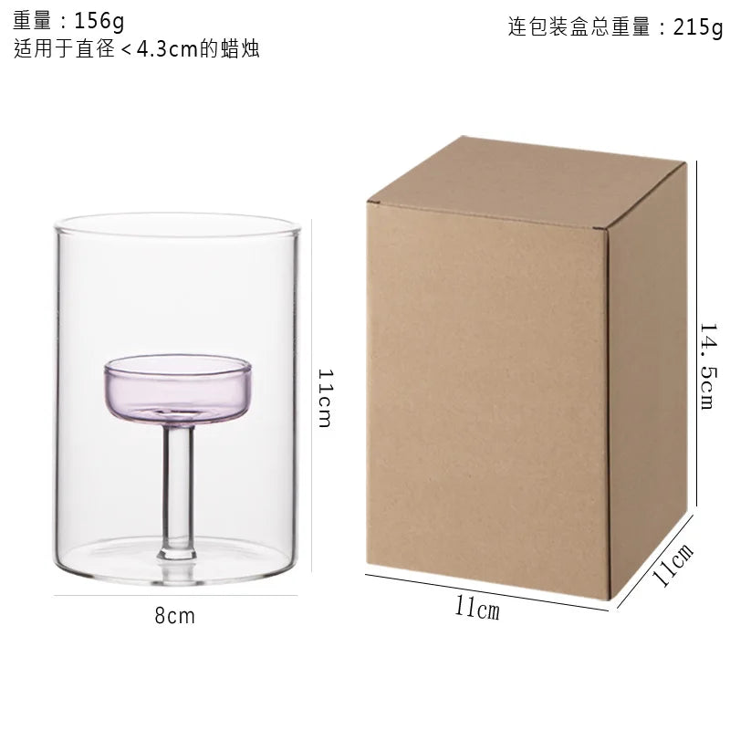 bougeoir moderne verre transparent orange pied simple décoration intérieure bougie