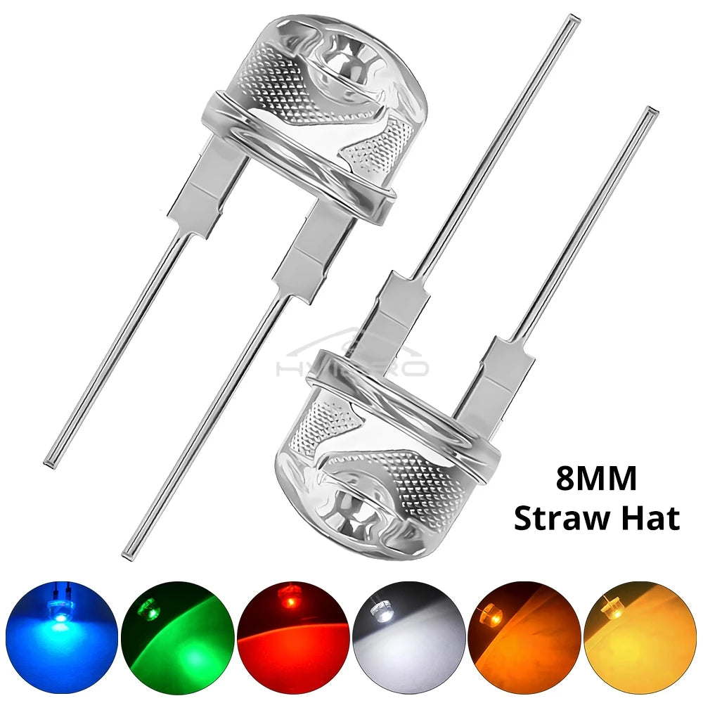 diodes led bleu vert rouge jaune blanc moderne transparents 8mm 50pcs