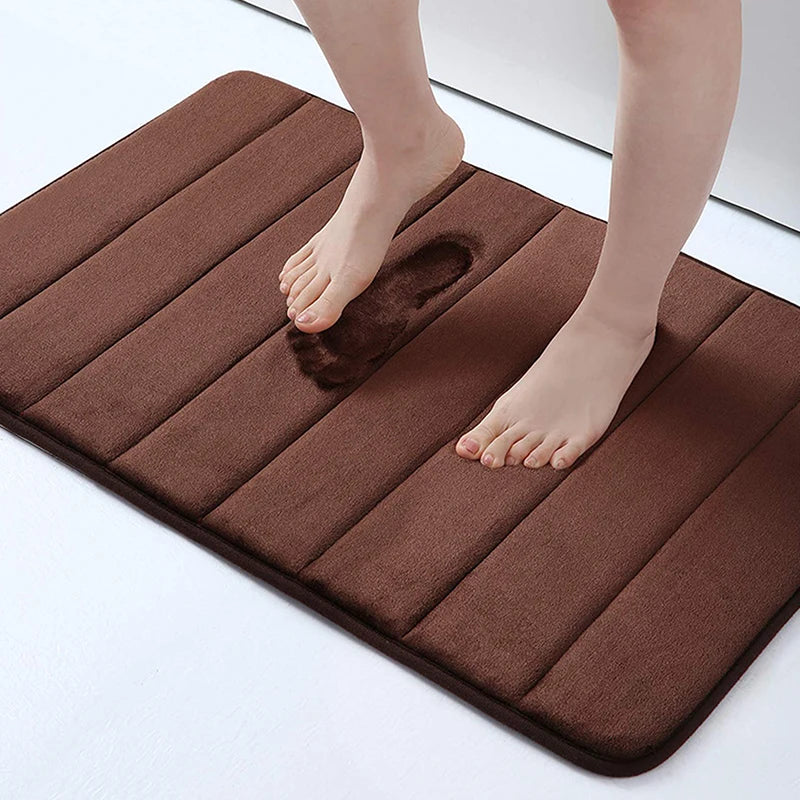 tapis bain coton bleu marine gris clair marron moderne doux absorption eau 60x40cm