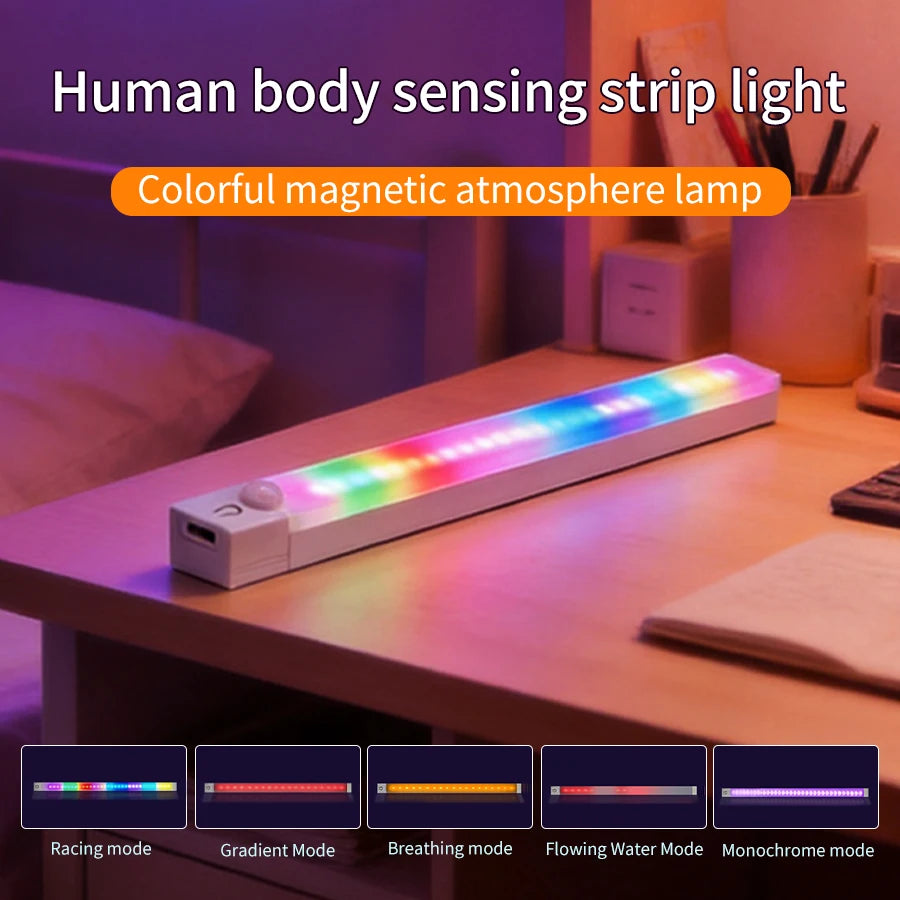 ruban lumineux led blanc aimanté rechargeable rgb moderne capteur mouvement 30cm 50cm