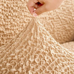 housse canapé polyestère beige texture bouclée moderne lavable machine salon