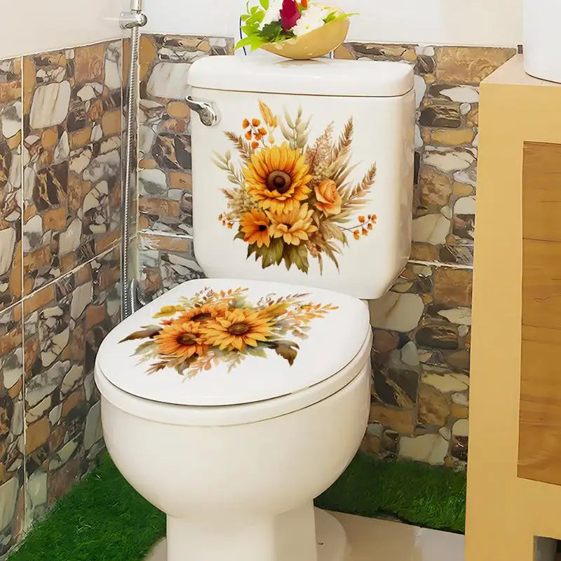 décoration murale autocollante rustique motif tournesol fleurs salle bain salon chambre