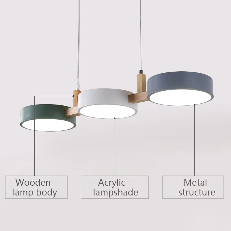 suspension lumineuse moderne bois acrylique vert blanc gris minimaliste
