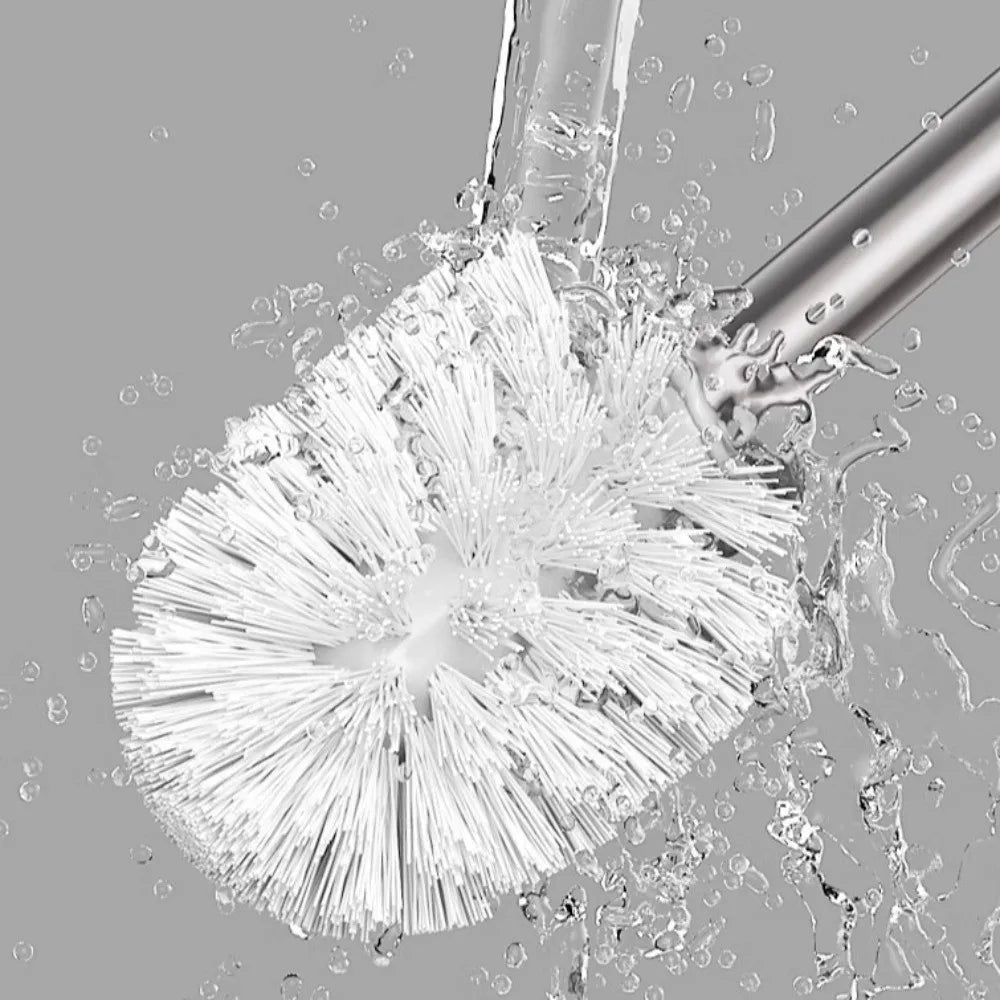 porte brosse wc moderne adhésif blanc gris rond piqueté salle bain