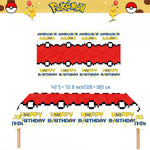 nappes plastique pokemon anniversaire pikachu poke balls geometriques pixel art enfants festives