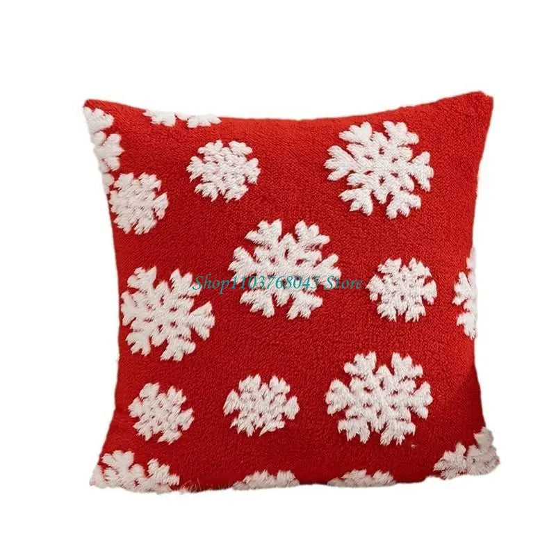 housse coussin motif flocons neige rennes noel vert blanc coton polyester lit festive