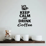 autocollants muraux vinyle citation lettres keep calm drink coffee noir adhésif moderne kitchen restaurant