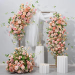 arche decorative fleurs artificielles hortensia rose blanc romantique intérieur anniversaire mariage