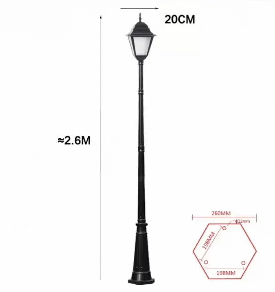 lampe rue or noir classique vintage éclairage public ip65 led e27 aluminium retrogarde
