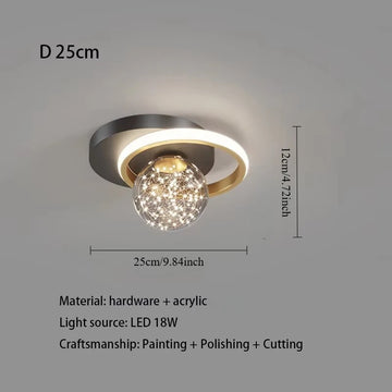 lampe moderne brillantes noir doré acrylique led montage surface toucher interrupteur