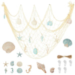 décoration murale filet pêche coquillages marin clips tassel étoiles mer hippocampes chambre plage festive