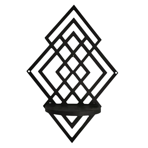 étagère murale bois géométrique moderne noir plante vase bougie diffuseur huiles essentielles