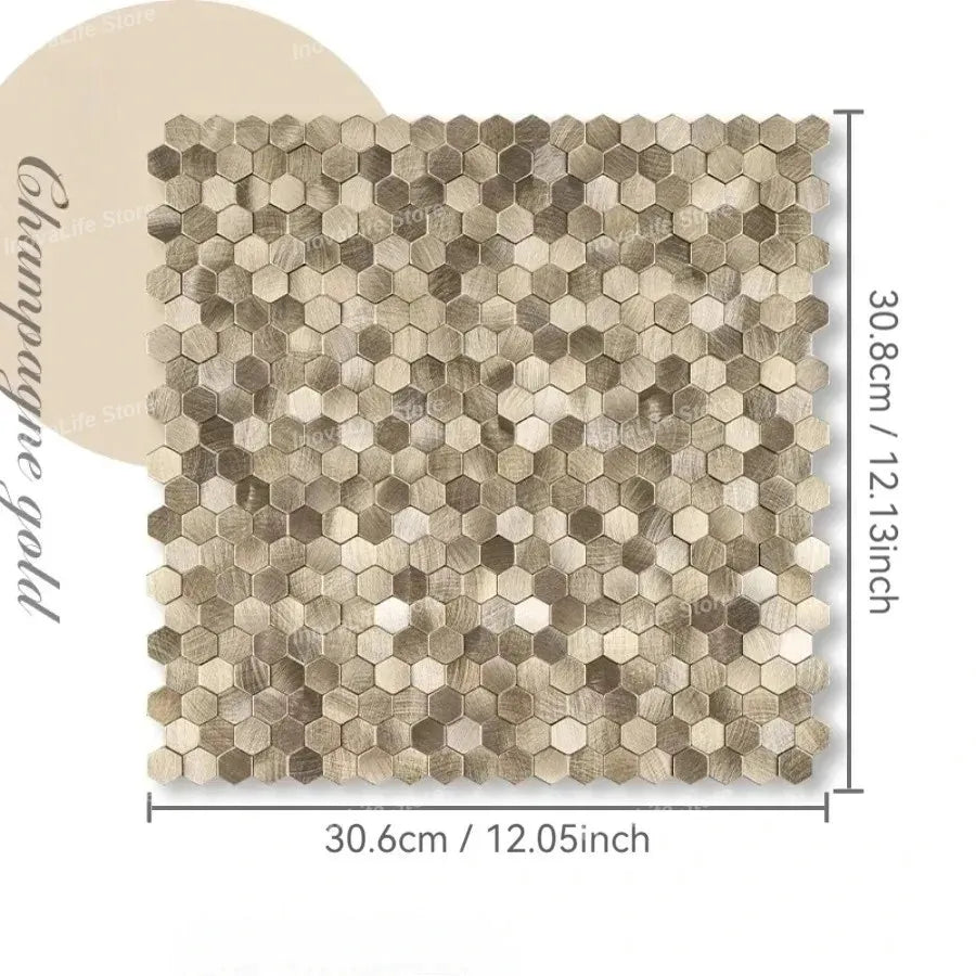 carreaux hexagonaux métal brossé adhésifs modernes gris bronze cuivre doré salle bain chambre