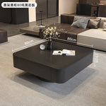 table basse carrée salon minimaliste marbre noir blanc tiroir métal solide