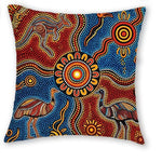 taies d'oreiller décoratives aborigènes multicolores motifs traditionnels ethniques maison polyester peachskin