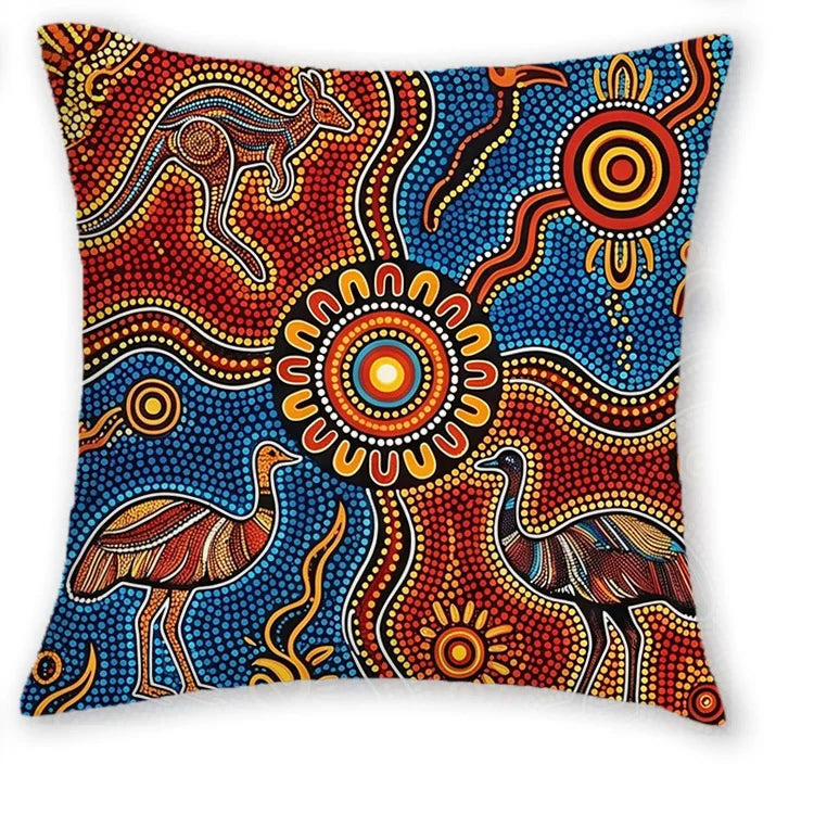taies d'oreiller décoratives aborigènes multicolores motifs traditionnels ethniques maison polyester peachskin