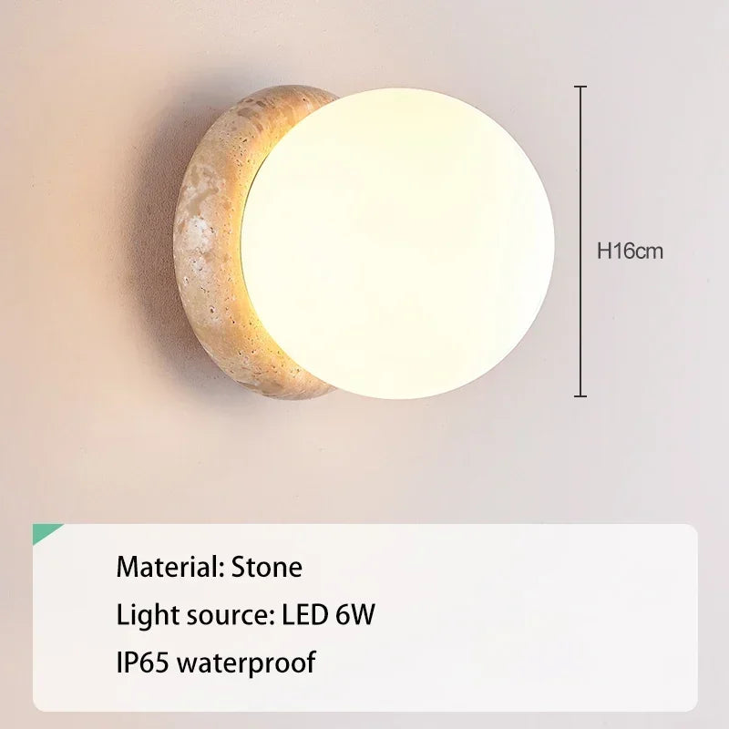 lampe murale moderne pierre beige verre blanc led minimaliste chambre salle bain 4000k 3000k