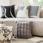 coussin patchwork géométrique polyestère carré contemporain gris noir blanc decoration nordic