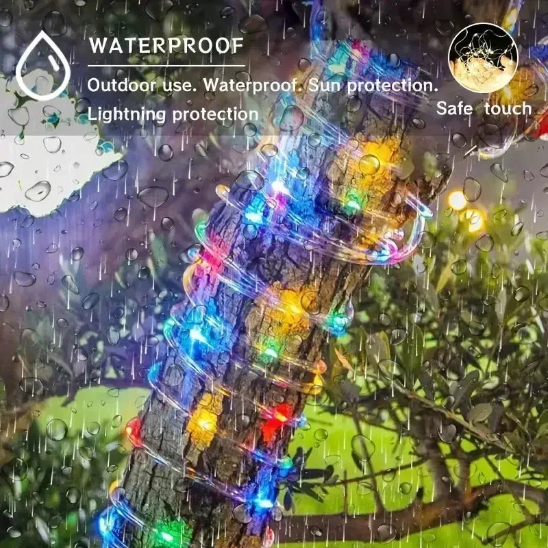 guirlande lumineuse led solaire spirale multicolore extérieure décoration jardin camping mariage ip67 art deco
