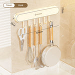 porte couteaux mural adhésif gris métallique couteaux cuillère fourchette serviette racleur éponge brosse dents