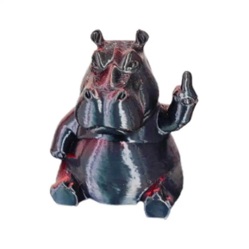 statuette hippopotame résine noire détaillée pose humoristique décoration cadeau articulée.textureGranulee