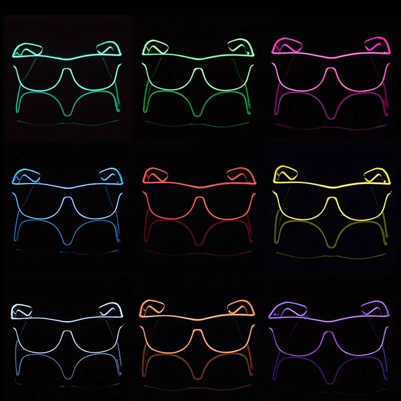 lunettes soleil lumineuses clignotantes filament led occasion fête moderne couleurs vives variées
